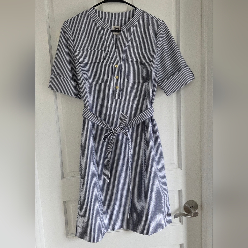 Anne Klein Blue and White Work Dress